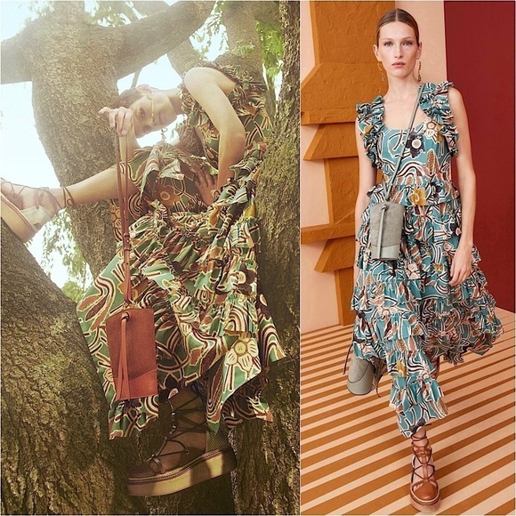 NWT ULLA JOHNSON Silk Floral Print Sleeveless Open Back Tier Ruffle Maxi Dress 6 - Picture 1 of 11